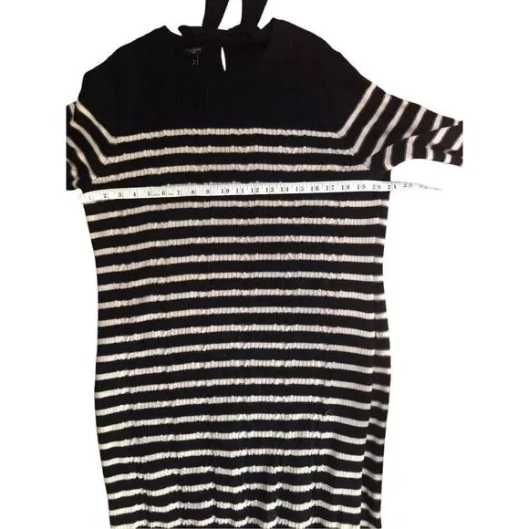 Navy sailor Talbots Navy Blue Ivory Cable Knit Wool Blend Sweater Dress Petite / - Picture 10 of 14